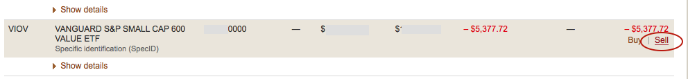 Sell the ETf by clicking on the "Sell" icon in the rightmost column