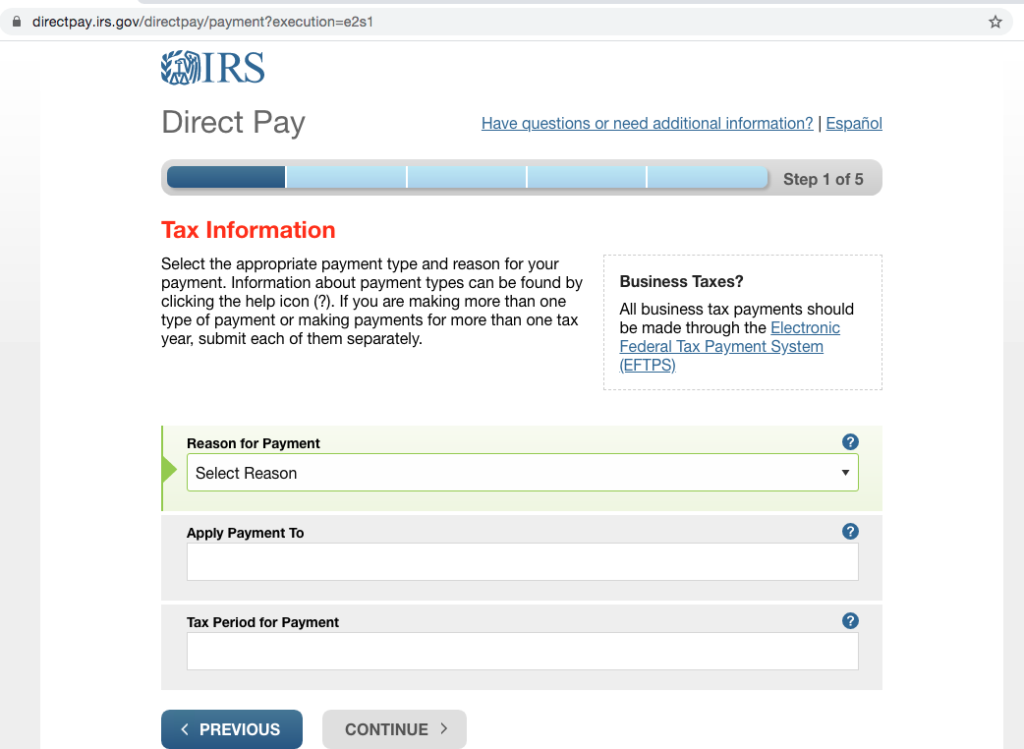 irs.gov direct pay: Tax info