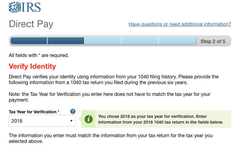 irs.gov direct pay: verify identity