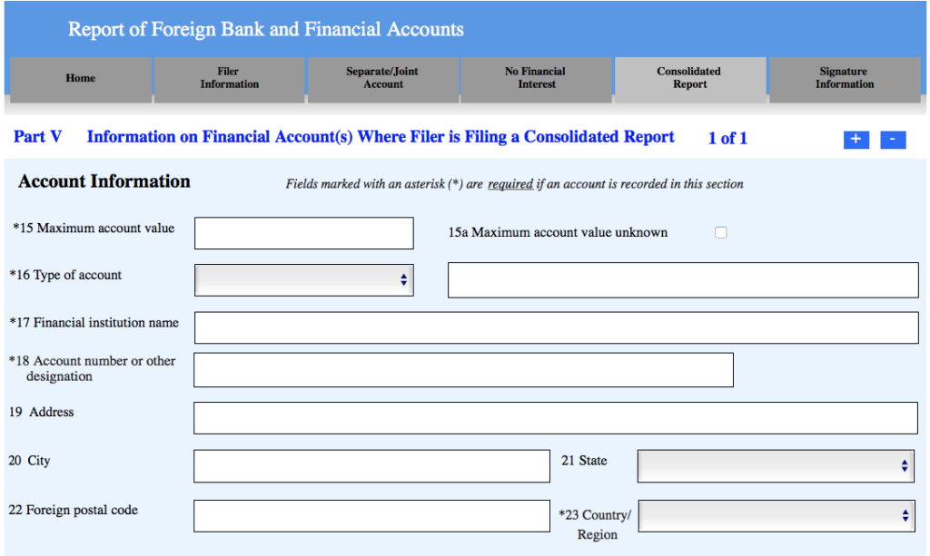 Part V of FBAr form