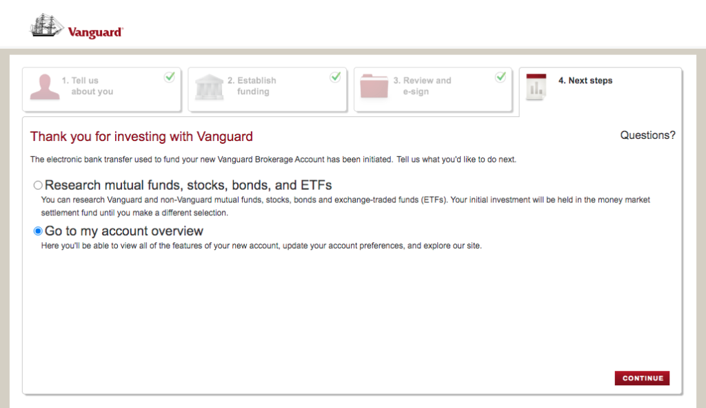 Account overview: Vanguard.com