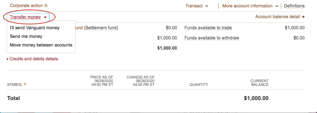 How to transfer money: Vanguard.com