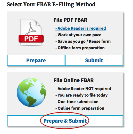 File PDF FBAR or Online