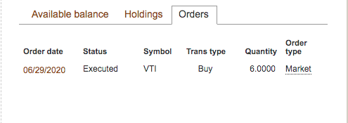 Order executed: Vanguard.com