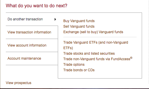 What Do you want to do next: Vanguard.com