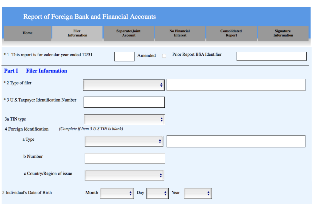 PArt I fbar form