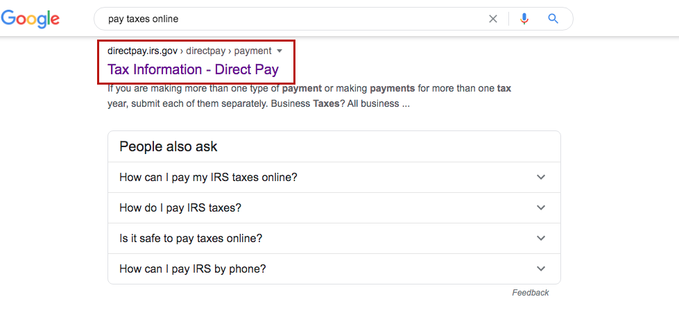 Google search: IRS direct pay