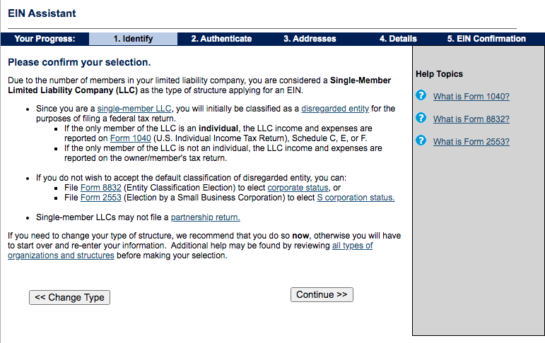 single member LLC information