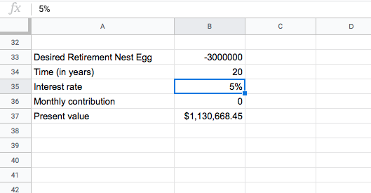 Assuming 5% rate, solving for PV