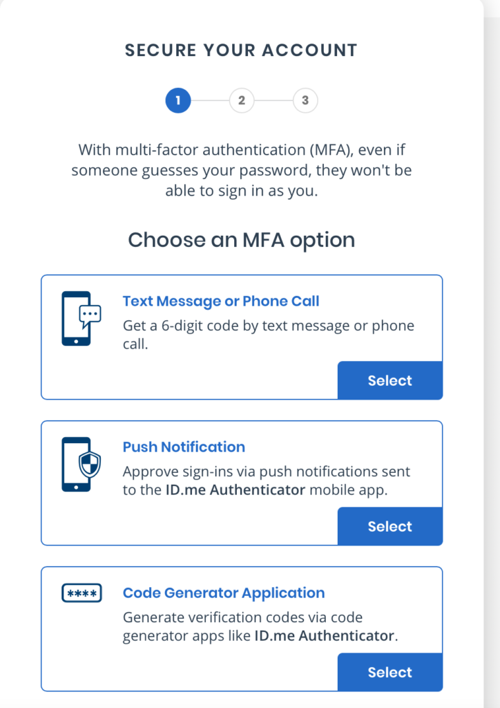 choose a multifactor authentication method