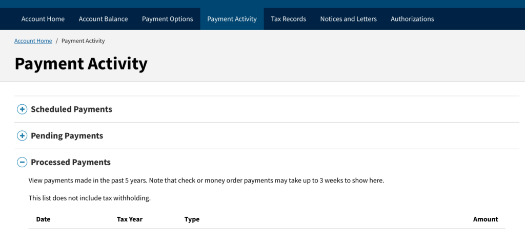 payment activity